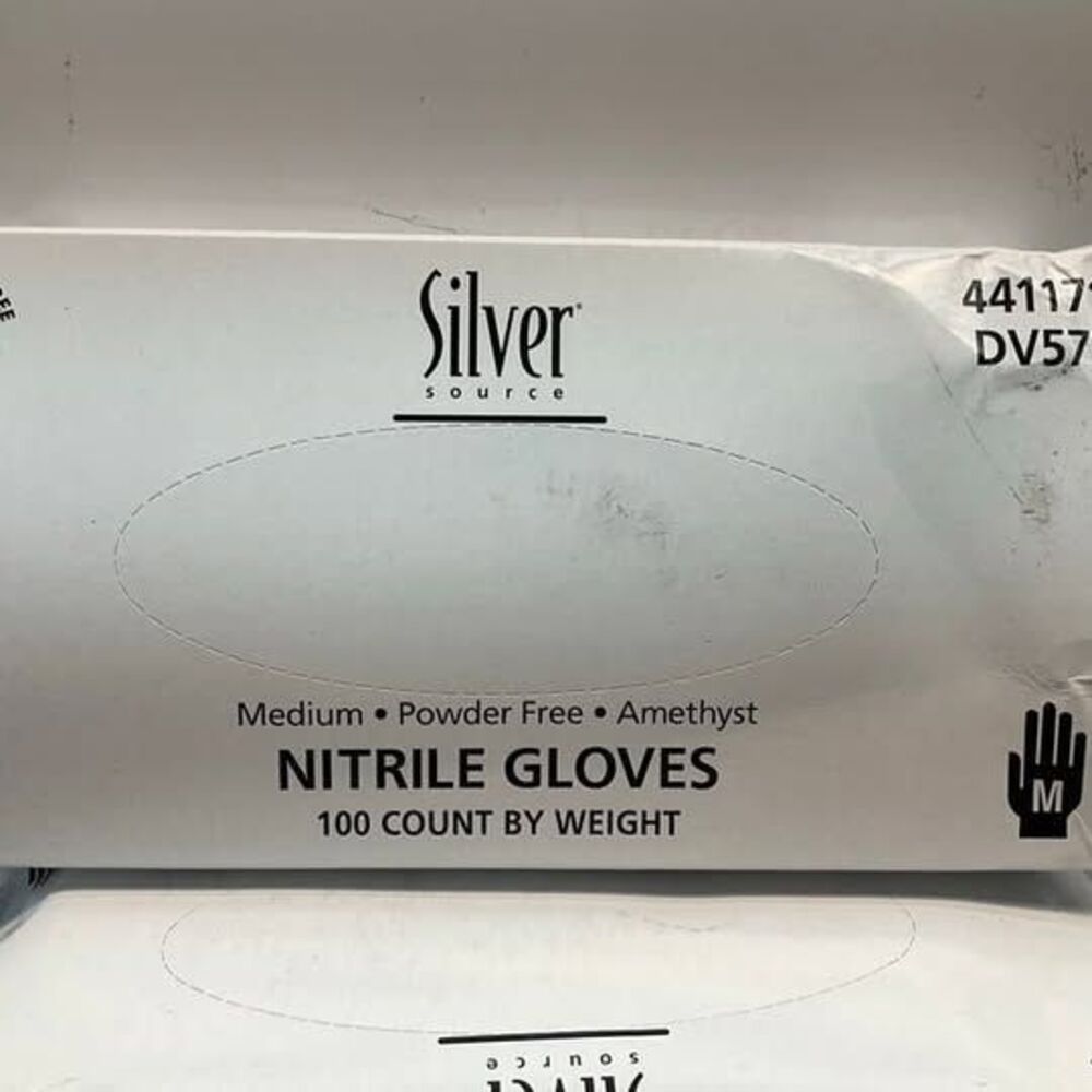 BOX OF 100 SILVER SOURCE NITRILE GLOVES MEDIUM , POWDER-FREE , AMETHYST